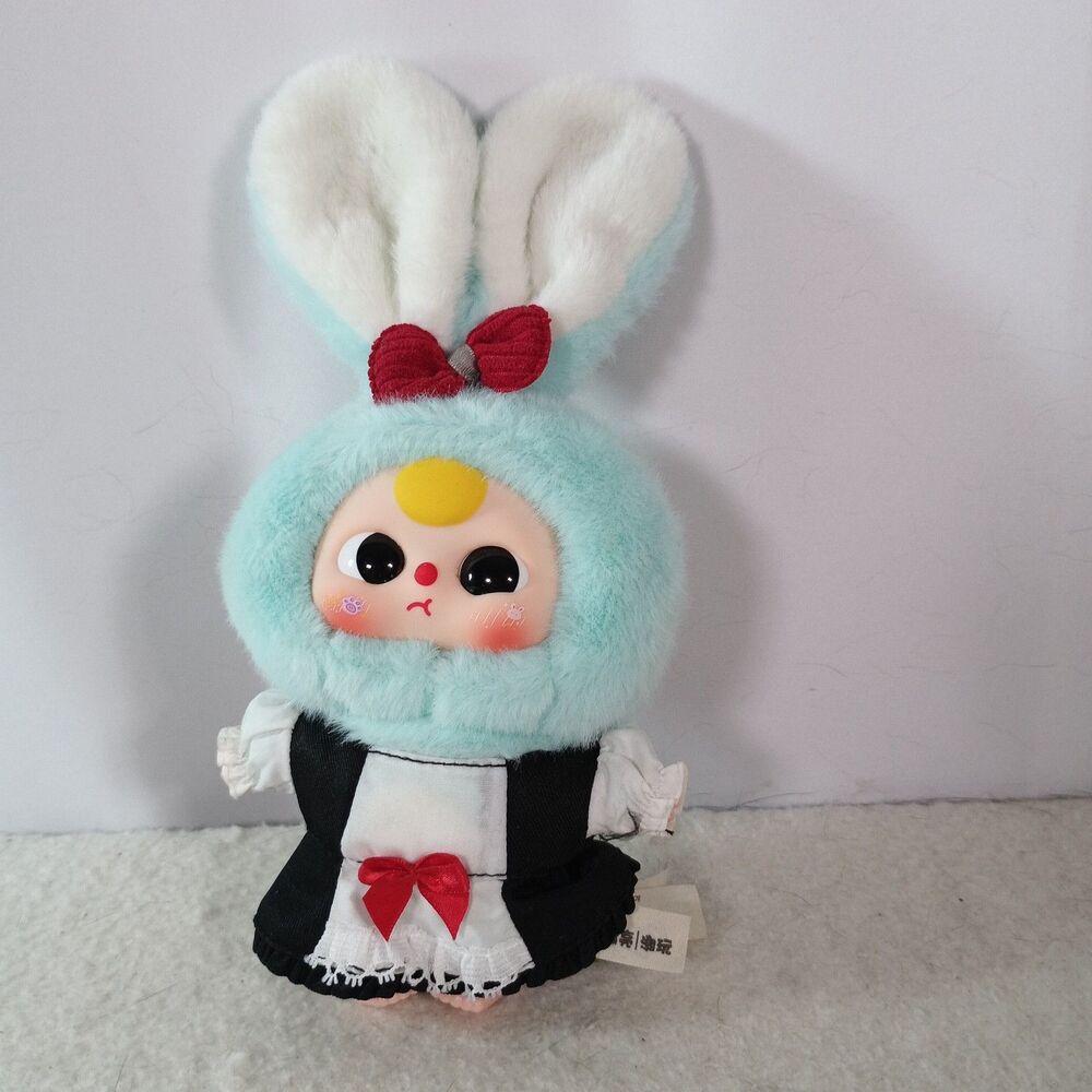 Baby Three Cure Planet Blue Bunny Maid Plush Pendant Rabbit Bag Charm Kawaii